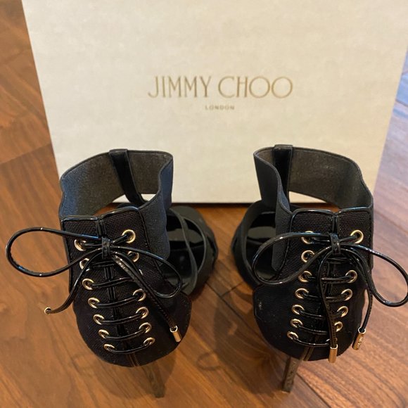Jimmy Choo Black Strappy Heels. Size 38.5 - Picture 4 of 6